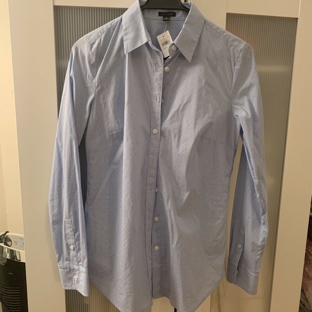 Ann Taylor Blue Button Down Shirt Size 4
